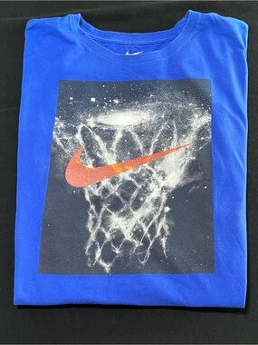 Nike Royal Blue Tee with Orange Swoosh Graphic